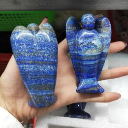 Decorative Figurines Wholesale 10cm Crystal Gemstone High Quality Lapis Lazuli Hand Carved Angel For Gift And Decoration