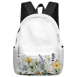 Backpack Spring Daisy Lavender Eucalyptus Flower Women Man Backpacks Waterproof School For Student Boys Girls Bags Mochilas