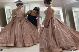 New Designer Rose Gold Sparkly Sexy African Prom Dresses Beaded Crystals Backless Sequined Floor Length Dress Evening Wear Formal 3149576