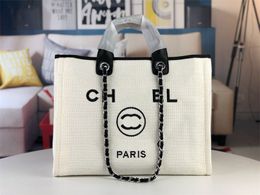 French style trendy Casual Open Pockets Embroidery letter bags fashion designer summer beach large capacity totes handbags women canvas chains diaper bags
