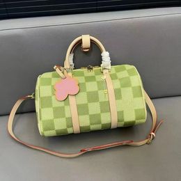 Lüks çanta çanta yeşil ekose çanta yastık tutam omuz crossbody çanta tasarımcı çantası Boston moda tatil seyahat çantası çantası 35cm