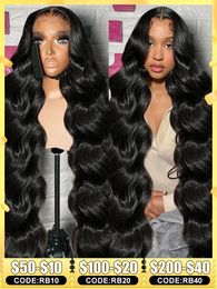 250% HD 13x6 Lace Front Human Hair Wigs 40 Inches Transparent Body Wave 5x5 Glueless Ready To Wear 13x4 Lace Frontal Wig