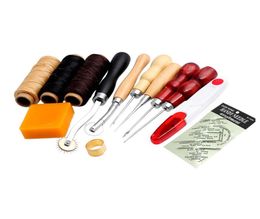 13Pcs New Leather Craft Hand Stitching Sewing Tools Thread Awl Waxed Thimble Kits GQ9993184425