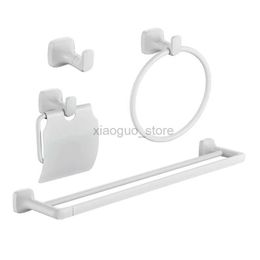 Towel Rings 304 Stainless Steel Doubel Towel Rack Paint White Bathroom Hardware Suite Towel Ring Paper Holder Racks Robe Hook Bathroom Acce 240321