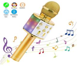 WS858 Wireless Karaoke Microphone Bluetooth Handheld Portable Speaker Home KTV Player with Dancing LED Lights Record Function6446187