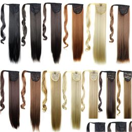 Ponytails Synthetic Clip In On Hair Extensions Pony Tail 24Inch 120G Straight Pieces More 13Colors Optional Drop Delivery Products Otwpc