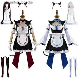 cosplay Anime Costumes NEKOPARA Cosplay Come Wig Maid Dress Racing Girl Outfit Chocolate Vanilla Womens Game Uniform Halloween Carnival SetC24321