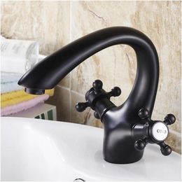 Bathroom Sink Faucets Faucet Oil Rubbed Bronze And Cold Water Tap Basin Mixer Double Handle ZD052