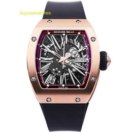 RM Watch Moissanite Watch Montre Women's Series RM023 Automatic Mechanical Titanium Carbon Fibre Fashion Full Hollow 18k Rose Gold Chronograph