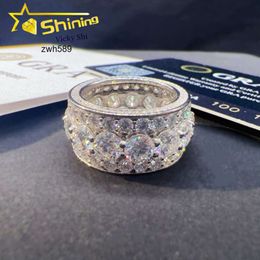 Designer Jewellery Hot Selling Hip Hop S925 VVS Moissanite Pass diamond tester 925 sterling silver vvs moissanite men custom iced out lab gemstone wedding ring