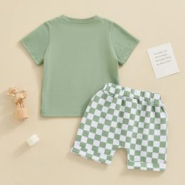 Clothing Sets Toddler Baby Boy Clothes Born Mamas Short Sleeve T-shirt Checkerboard Shorts Infant Summer