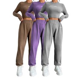 Custom Jogging Suits for Women New High Quality Fitness Sweatshirt Yoga Long Sleeve T-shirt Sets