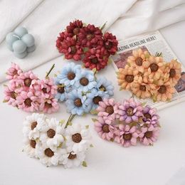 Decorative Flowers 36pcs 4cm Silk Small Daisy Craft Flower Hair Dress Box Wreath Corsage Scrapbooking Wedding Decoration Artificial