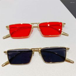 Sunglasses Korean Fashion UV Protection Narrow Metal Hip-hop Shades Eyewear