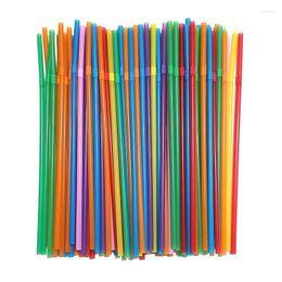 Disposable Cups Straws 100Pcs Colorful Plastic Curved Drinking Wedding Party Bar Drink Accessories Birthday Reusable Straw
