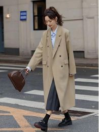 Women's Suits Women Long Windbreaker Over The Knee Blazer Office Ladies Coat Korean Chic Spring Autumn Sleeve Clothing