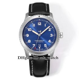 New 41mm ETA2824 Automatic Mens Watch A17315101C1X2 Blue Dial Black Leather Strap Date Gents Popular Wristwatches 8 Colors