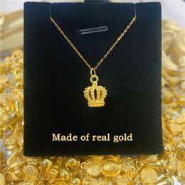 VITICEN Arrival Real 24K Gold 999 Princess Crown Pendants For Women Sincere Gift Necklace Fine Luxury Jewellery Present 240311