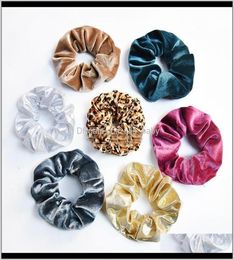 Lady Hair Scrunchies Ring Elastic Hair Bands Pure Colour Bobble Sports Dance Velvet Soft Leopard Women Scrunchies Hairband Blsbr Vc9378339