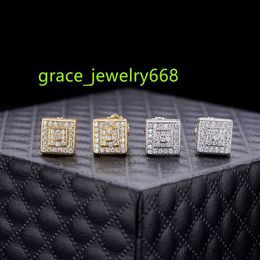 2024 New design 7mm 14kt gold plated cz stone moissanite stud earring for women and men