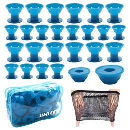 Tools 40 Pcs Blue Magic Silicone Hair Curlers with Bag and Hairnet Soft Rubber Magic Hair Care Rollers No Heat No Clip for Curlers