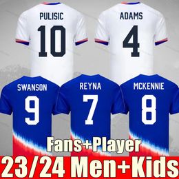 Fans Player Soccer Jerseys 2024 2025 Copa America USWNT Stars Woman Kids Kit USMNT 24/25 Home Away Football Shirts Men Player Version 2024 PULISIC SMITH MORGAN BALOGUN
