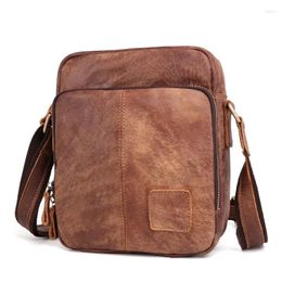 Bag 2024 Men Shoulder Bags Casual Retro Genuine Leather Wallet Cow Crossbody Large Capacity High Quality Man's