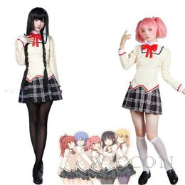 cosplay Anime Costumes Pu Magi Madoka Magica role-playing costume wig Vestido school uniform Halloween anime w girl Kaii set cute dressC24321