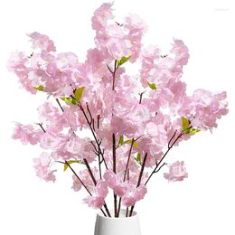 Decorative Flowers -Artificial Cherry Blossom Decor Plastic Branches Faux Floral For Wedding Table Home Garden