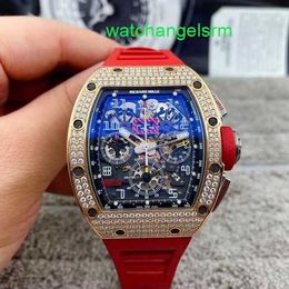Male Timepiece Wristwatch RM Wrist Watch Mens Series Automatic Machinery 40x50mm Calendar Time Limited Edition Rm011 Titanium Metal Modified to Rose Gold with Dia