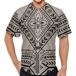 Men's Casual Shirts Summer Men Baseball Jersey 2024 Polynesian Tribal Clothing Samoa White Fiji Masi Tapa Print Button T-Shirt Short Sleeve