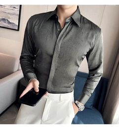 Men's Casual Shirts Luxury Tican Flower Pattern Men Camisa Hombre Shirt Long Sleeve Fashion Business Formal Dress Solid Color Simple