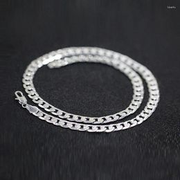 Chains Men's Cuban Link Chain Necklace Silver Color Male Choker Colar Jewelry Gifts For Him 60CM 6MM