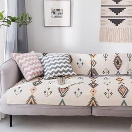 Chair Covers 1pcs Bohemian Plaid Geometrical Cotton Linen Sofa Settee Divan Case Pet Dogs Mattress Pads Cover Home Decor