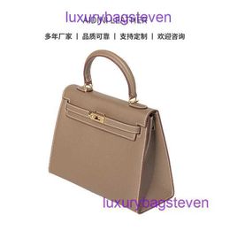 Hremms Kelyys Brand Classic tote bags online store New second generation Light Luxury Mini Genuine Leather Bag with Palm Pattern Single Have Real Logo