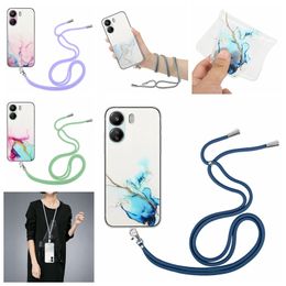Marble Cases For Redmi K70E Note 13 Pro 4G 13C 4G A3 4G 13C 5G Xiaomi 13T Pro Luxury Natural Granite Stone Female Lady Clear Soft TPU Phone Cover With Shoulder Strap