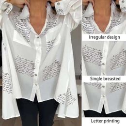 Women's Blouses Women 2024 Jewellery Embellished Pocket Shirts Vintage Single Breasted Spring Autumn Casual Slim Tops