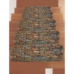 Carpets Creative Stone Wall Mat Carpet Home Bedroom Door Non-Slip Stair Customization Arrivel Drop Delivery Garden Textiles Homefavor Dhpnn