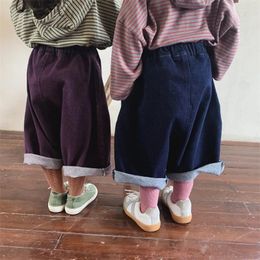 Trousers Wide Leg Pants Spring Children Clothing Elastic Force Jeans Boys Girls Baby Loose Fitting Versatile Fashion