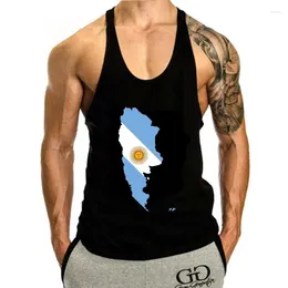 Men's Tank Tops Fashionable 2024 Summer Casual Top Men Hipster Fractal Pattern Tees Argentina Map & Flag Unisex G