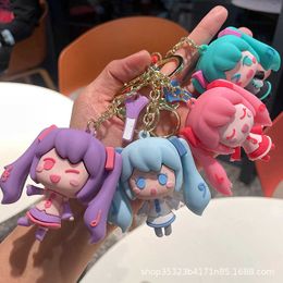 Hatsune Miku Cartoon Car Creative Couple Delicate Pendant Key Chain Doll Cartoon Jewelry Schoolbag Girl