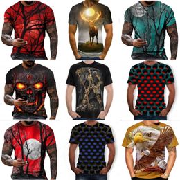 Summer Men's T-shirt: Animal Wolf 3D Printed Round Neck, Fashionable Streetwear Casual Short Sleeve Top, Oversized Design for Men's Clothing