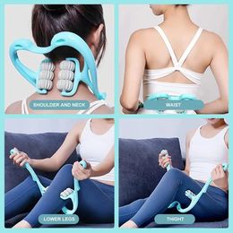 Neck Massager Therapy Neck and Shoulder Dual Trigger Point Roller Self-Massage Tool Relieve Hand Pressure Deep Massage 240312