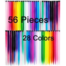 Piece Piece Piece Highlight Colored Clip on Hair 22inch Straight Rainbow Hair Accessories for Girls Clip In Hair One Piece Hairpie