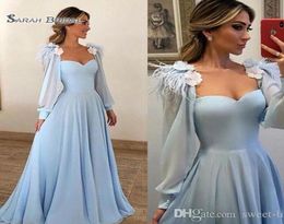 Desginer Sweetheart Neckline With Flowers Long Sleeves Prom Dresses High End Quality Party Dress In s7266235