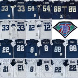 Retro Football 22 Emmitt Smith Jersey 33 Tony Dorsett 54 Randy White 88 Michael Irvin 12 Roger Staubach 21 Deion Sanders 8 Troy Aikman Vintage 1977 1984 1992 1994