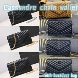10A High Quality Cassandre chain leather wallet designer bag women Smooth Luxury handbags fashion classic purse clutch bag Crossbody bag messenger wallets
