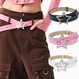 Belts 2024 Fashion Pink Y2K Star Belt Spicy Girl Millennium Dopamine Blsck White Women Matching Jeans Versatile Girdle Design Sense