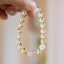 Natural Topaz Bracelet, Female Financial Resources, Pink Crystal Fairy Breeze Hand String, Gift for Girlfriend on Qixi