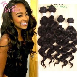 Pack Pack Body Wave Hair Weaving Bundles Ombre Black Brown Soft Hair Weave 16 18 Inch High Temperature SUKU Synthetic Hair Weft